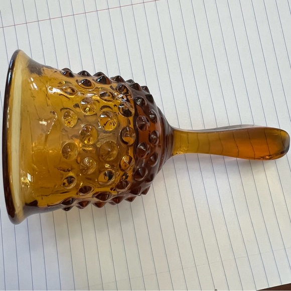 Antique - Amber Glass Bell, orange gold brown dinner bell, decorative bell - Picture 9 of 13